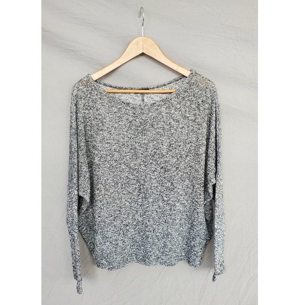 Grey Marled Boat Neck Sweater